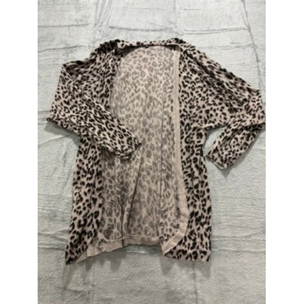 Apt. 9 Beige and Black Leopard Print Open-Front Cardigan